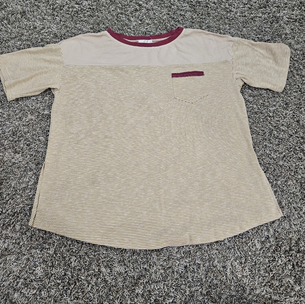 Oversized Striped Pocket Tee